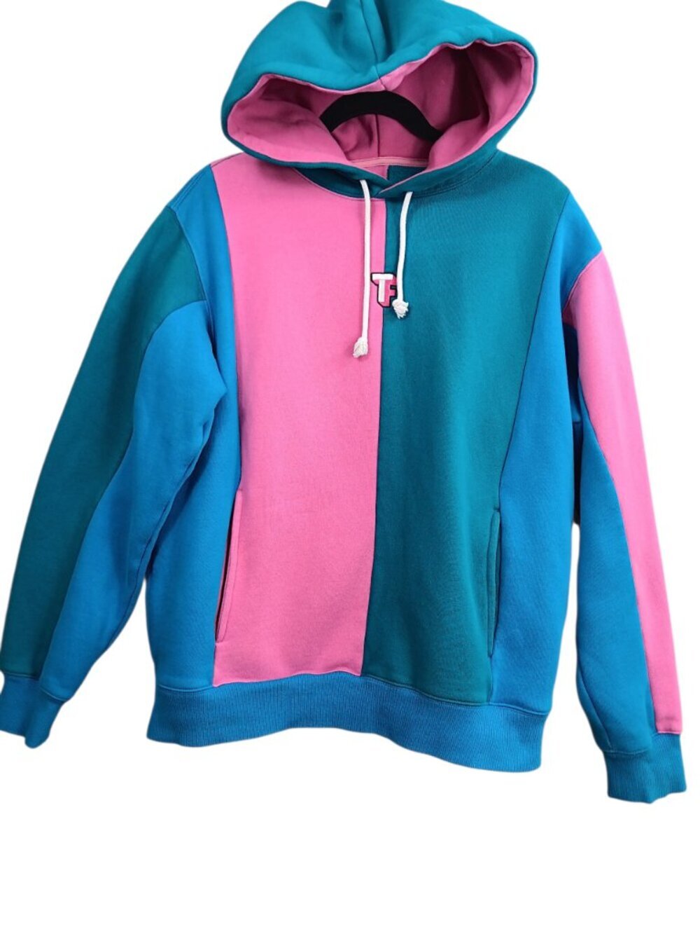 TEDDY FRESH Men's Colorblock Hoodie Sweatshirt Size M 90s Skater Pullover Preppy